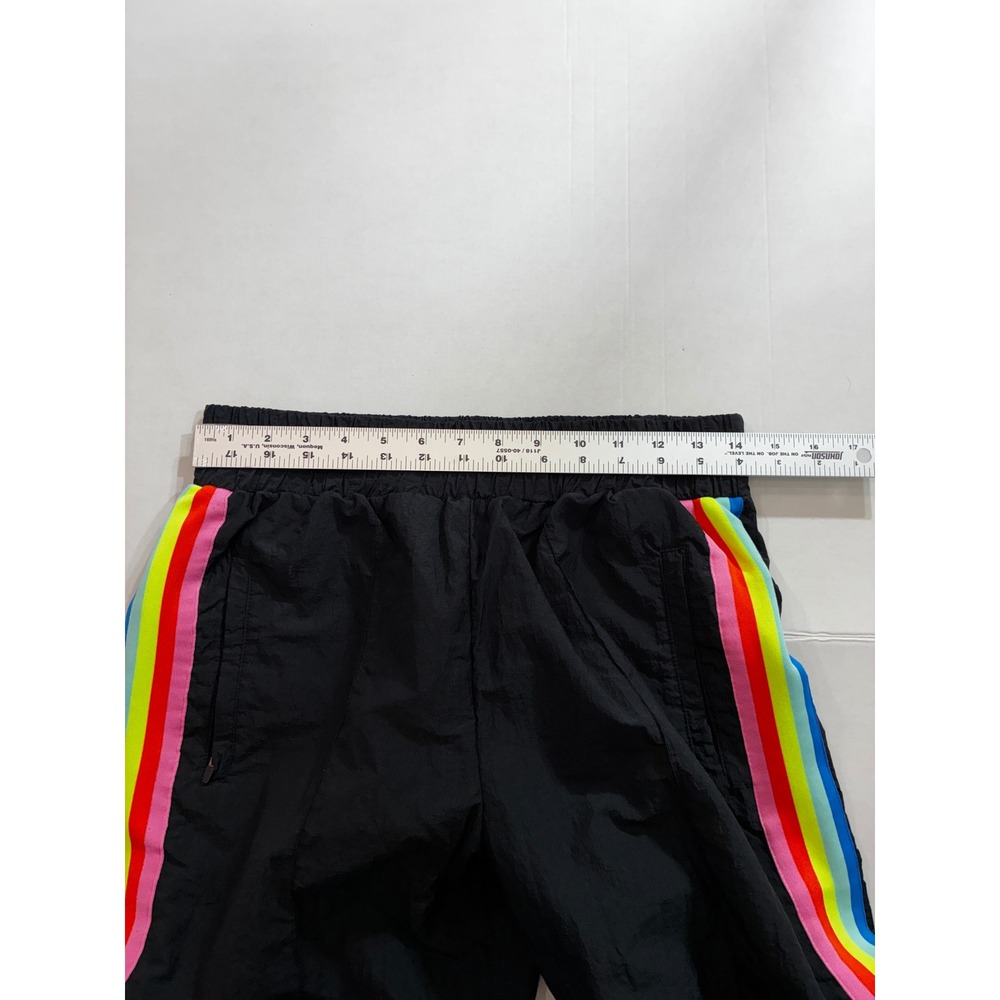 Fabletics Joggers Womens M Black Excellent Rainbow Side Stripe Nylon Track Pants - Picture 6 of 10